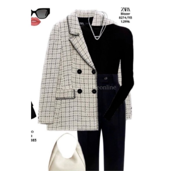 ZARA DOUBLE BREASTED TEXTURED WEAVE JACKET - Picture 8 of 16